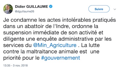 Le ministre de l'Agriculture demande la fermeture temporaire de l'abattoir