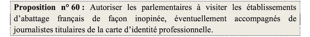 Proposition 60 - droit de visite en abattoirs