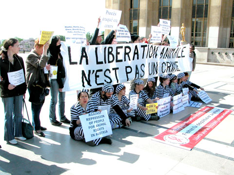 Manifestation de soutien au militants autrichiens de la protection animale