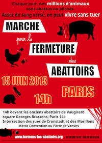 Marche pour la fermeture des abattoirs à Paris le 15 juin