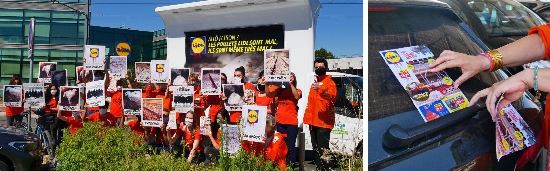 Camion publicitaire Lidl devant un magasin de l'enseigne